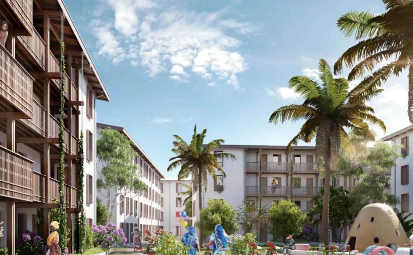 CheiChei Living apartments for sale in Fumba Town Zanzibar with palm-lined garden courtyard